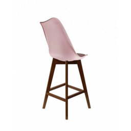 Fusion Living Soho Blush Pink Plastic Bar Stool With Dark Wood Legs - thumbnail 4