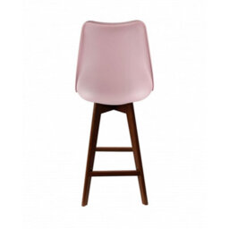 Fusion Living Soho Blush Pink Plastic Bar Stool With Dark Wood Legs - thumbnail 3