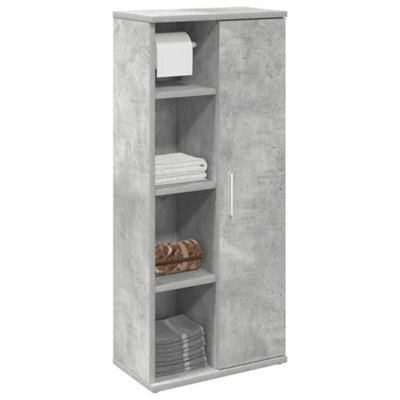 Walplus Bathroom Cabinet With Roll Holder Concrete Grey 39X22X90 Cm - image 1