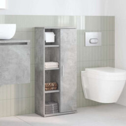 Walplus Bathroom Cabinet With Roll Holder Concrete Grey 39X22X90 Cm - thumbnail 3