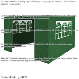 Loops Side Walls Door & Windows For 2X2M Pop-Up Gazebo - Green - Garden Party Tent - thumbnail 2