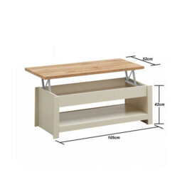Timber Art Design Lisbon Lift Up Coffee Table Cream - thumbnail 6
