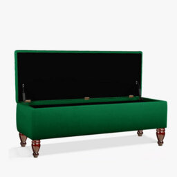 Lisbon Plain 137Cm Ottoman Storage Bench - Plush Velvet Shoe Bench - Forest Green Upholstery Footstool With Storage - thumbnail 2
