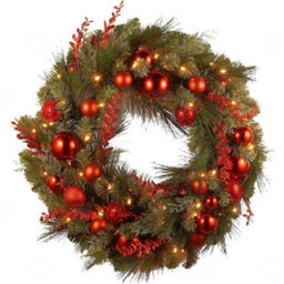 Amorly 40Cm Artificial Christmas Wreath, Xmas Front Door Wall Hanging Ornament, Festive Wreath For Holiday Party Indoor Home Decorations - thumbnail 1