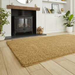 Gold Plain 25mm Thick Anti-Shed Rug For Bedroom, Living, & Dining Room, Anti-Shed Modern Plain Area Rug-160Cm X 230Cm - thumbnail 2