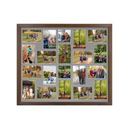 AK Frames 80X70Cm Walnut Classic Multi Photo Frame With Mid Grey Mount - Holds 20 Apertures (18X) 6X4, (2X) 4X4 Photos