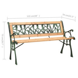 Berkfield Garden Bench 122 Cm Cast Iron And Solid Firwood - thumbnail 6