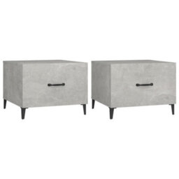 Berkfield Coffee Table With Metal Legs 2 Pcs Concrete Grey 50X50X40 Cm - thumbnail 2