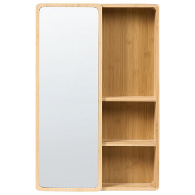 Wyld And Coco Bamboo Bathroom Wall Cabinet With Sliding Mirror Door, Light Brown, W41 X D9 X H61Cm - image 1