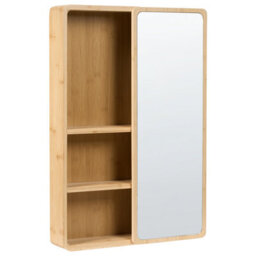 Wyld And Coco Bamboo Bathroom Wall Cabinet With Sliding Mirror Door, Light Brown, W41 X D9 X H61Cm - thumbnail 5