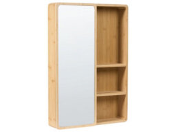 Wyld And Coco Bamboo Bathroom Wall Cabinet With Sliding Mirror Door, Light Brown, W41 X D9 X H61Cm - thumbnail 3