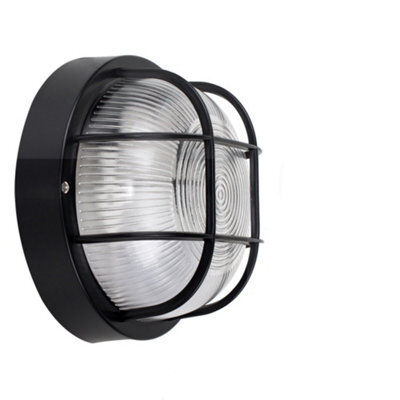Valuelights Pendle Modern Black Outdoor Garden Security Round Bulkhead Wall Light - Ip44 Rated- Complete With 1 X 4W Led Bulb - image 1