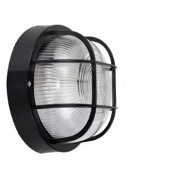 Valuelights Pendle Modern Black Outdoor Garden Security Round Bulkhead Wall Light - Ip44 Rated- Complete With 1 X 4W Led Bulb - thumbnail 1