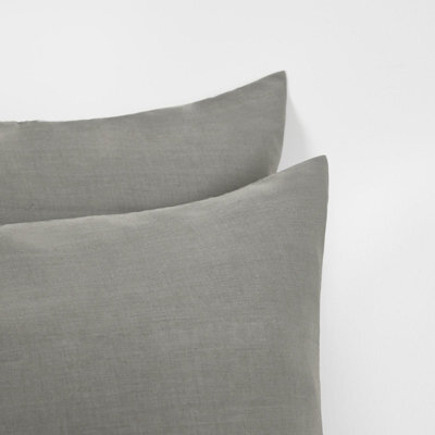 Ohs 2 X Soft Cotton Housewife Pillowcases, Grey - 50 X 75Cm - image 1