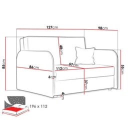 Viva Loft Ii Sofa Bed With Sleep Function Storage Container Chipboard Wooden Frame Metal Legs 127Cm Width Pink - thumbnail 6