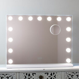 Downton Interiors White Modern Led Hollywood Vanity Makeup Tabletop Dressing Mirror With Bulbs 58Cm - Soho Collection - thumbnail 5