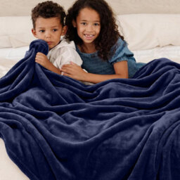 Bedlooms Navy Blanket, Reversible & Lightweight Couch & Bed Throw Blanket, Double 150X200Cm - thumbnail 5