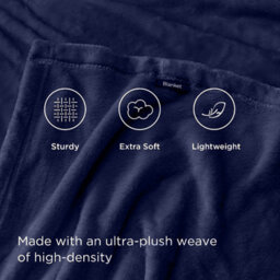 Bedlooms Navy Blanket, Reversible & Lightweight Couch & Bed Throw Blanket, Double 150X200Cm - thumbnail 4