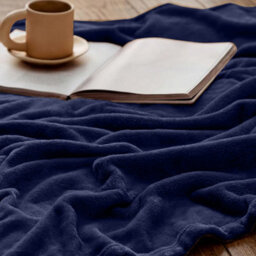 Bedlooms Navy Blanket, Reversible & Lightweight Couch & Bed Throw Blanket, Double 150X200Cm - thumbnail 6