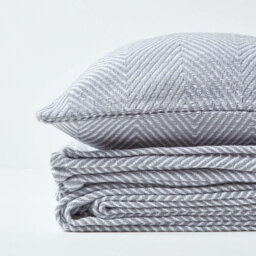 Homescapes Cotton Halden Chevron Grey Throw, 150 X 200 Cm - thumbnail 6