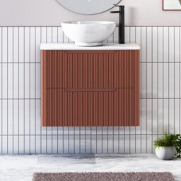 Royal Bathrooms Avenza 800mm Terracotta Clay Wall Hung Bathroom Countertop Vanity Unit 2 Drawer With Breeze Basin - thumbnail 1