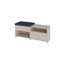 Decortie Modern Filux Shoe Bench Rack Sand Stone Sliding Fabric Seat And 120.3(W) Storage Cabinet 2-Tier Open Shelves Hallway - thumbnail 6
