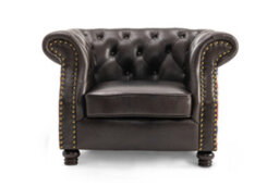 Faux Leather Brown 1 Seater Union Jack Chesterfield Sofa - thumbnail 3