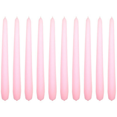 "SolaDirect Tapered Dinner Candles, Pack Of 10, Unscented, Long Burning Time, 24 Cm / 19.45"" (Rosy, Matt)" - image 1