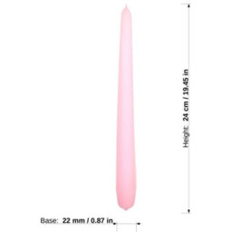"SolaDirect Tapered Dinner Candles, Pack Of 10, Unscented, Long Burning Time, 24 Cm / 19.45"" (Rosy, Matt)" - thumbnail 3