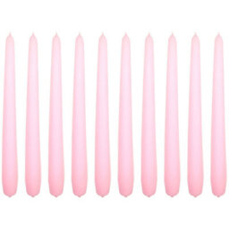 "SolaDirect Tapered Dinner Candles, Pack Of 10, Unscented, Long Burning Time, 24 Cm / 19.45"" (Rosy, Matt)" - thumbnail 1
