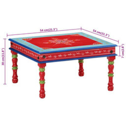 Berkfield Coffee Table Red Hand Painted Solid Wood Mango - thumbnail 7