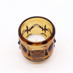 Serenityy Buddha Faces Candle Jar - Antique Amber, Glass Candle Holder For Ambient Lighting. - thumbnail 2