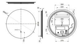 Affine Round Led Mirror Bathroom Backlit Touch Demister Pad Mains Powered 600X600mm - thumbnail 3