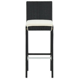 Berkfield 3 Piece Garden Bar Set Black Solid Wood Acacia And Poly Rattan - thumbnail 6
