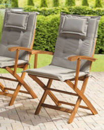 Beliani Set Of 2 Garden Chairs With Cushions Maui Acacia Wood Grey - thumbnail 2