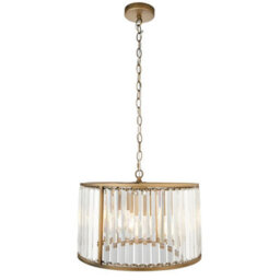 Pagazzi Lighting Pagazzi Resto Crystal & Antique Brass Pendant Ceiling Light - thumbnail 8