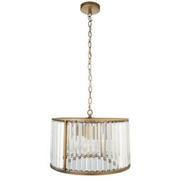 Pagazzi Lighting Pagazzi Resto Crystal & Antique Brass Pendant Ceiling Light - thumbnail 7