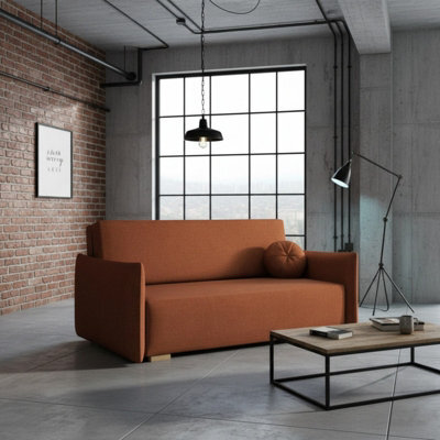 Viva Glov Iv Upholstered Sofa Bed With Storage Compartment Chipboard Wood Frame Wavy Springs 174X98X85Cm Orange - image 1