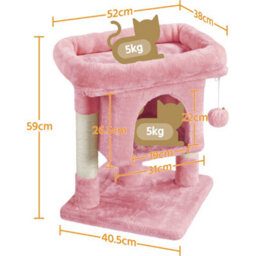 Yaheetech Pink 59Cm Tall 2-Level Cat Tree Tower With Wide Perch - thumbnail 3