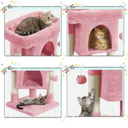 Yaheetech Pink 59Cm Tall 2-Level Cat Tree Tower With Wide Perch - thumbnail 9