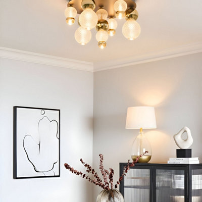 Beliani Glow Led Wall Lamp - Gold Glass Shade, Painted Metal Base, Glam Ambient Light For Living Room And Bedroom - image 1