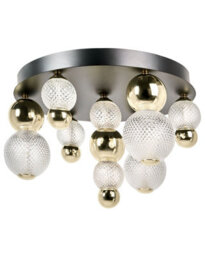 Beliani Glow Led Wall Lamp - Gold Glass Shade, Painted Metal Base, Glam Ambient Light For Living Room And Bedroom - thumbnail 3