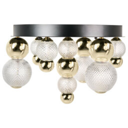 Beliani Glow Led Wall Lamp - Gold Glass Shade, Painted Metal Base, Glam Ambient Light For Living Room And Bedroom - thumbnail 2