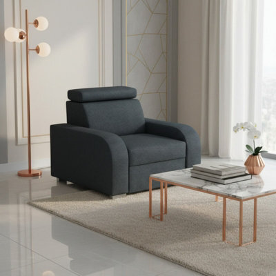 Oslo M 1 Upholstered Armchair Adjustable Headrest Mdf And Chipboard Frame For Living Room 105X100X85 Graphite - image 1