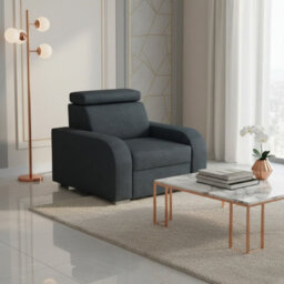 Oslo M 1 Upholstered Armchair Adjustable Headrest Mdf And Chipboard Frame For Living Room 105X100X85 Graphite - thumbnail 1