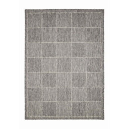 Melrose County Flatweave Grey Steel Check Design Indoor Non-Slip Medium Area Rug 120/160Cm - thumbnail 5