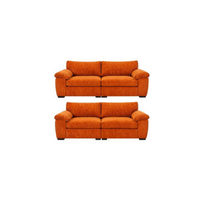 BlissFurniture Ltd Amalfi 3+2 Seater Sofa Set In  Orange Fabric With Memory Foam Seating