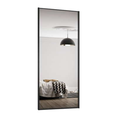 Spacepro Classic 1 Panel Mirrored Black Framed Sliding Wardrobe Door (H)2220mm (W)914mm - image 1