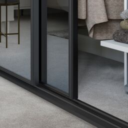 Spacepro Classic 1 Panel Mirrored Black Framed Sliding Wardrobe Door (H)2220mm (W)914mm - thumbnail 3