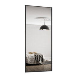 Spacepro Classic 1 Panel Mirrored Black Framed Sliding Wardrobe Door (H)2220mm (W)914mm - thumbnail 1